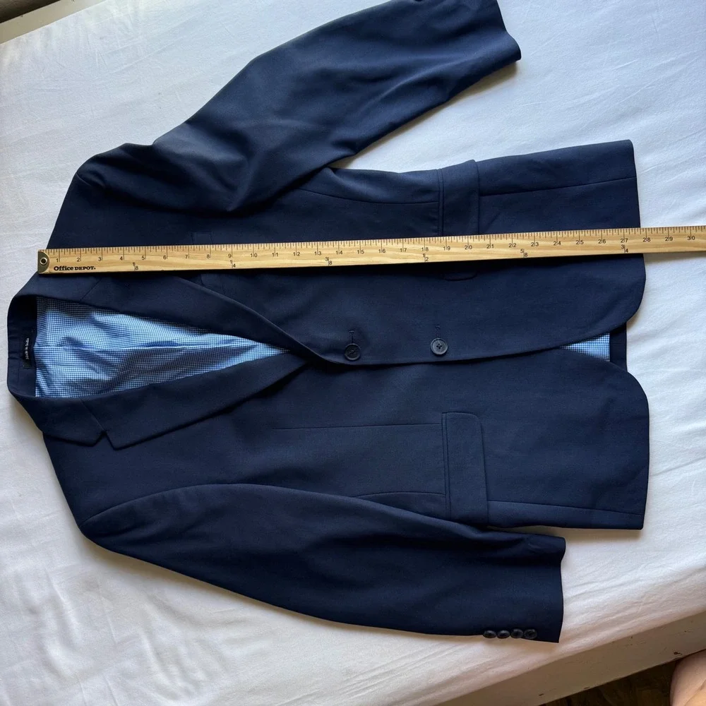 Egara Mens Skinny Fit Stretch Suit Navy Blue 2 Piece Set 36 Short Blazer Pants